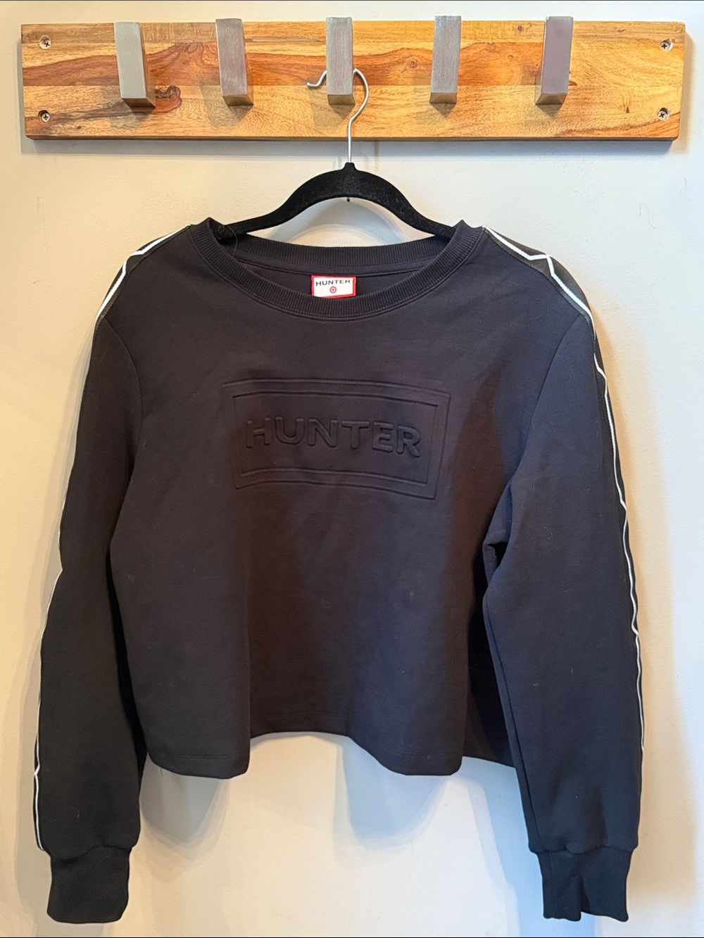 Hunter / Target Brand - Black Cropped Sweatshirt with White Piping